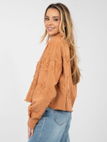 Ceglasta jeansowa kurtka z zapięciem na guziki RUE PARIS 