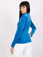 Niebieska damska bluzka welurowa ze stójką Kigali