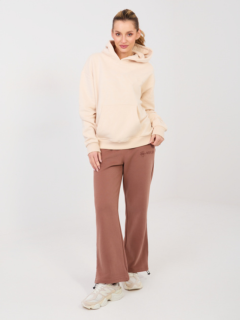 Jasnobeżowa bluza kangurka z haftem NATURAL SIDE