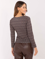 Czarna elegancka bluzka z printem RUE PARIS