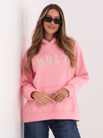 Jasnoróżowa bluza oversize z ociepleniem RUE PARIS