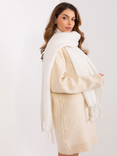Hurtownia online Ecru długi szal z frędzlami