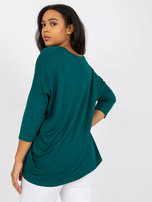 Hurtownia Ciemnozielona gładka bluzka plus size z wiskozy 
