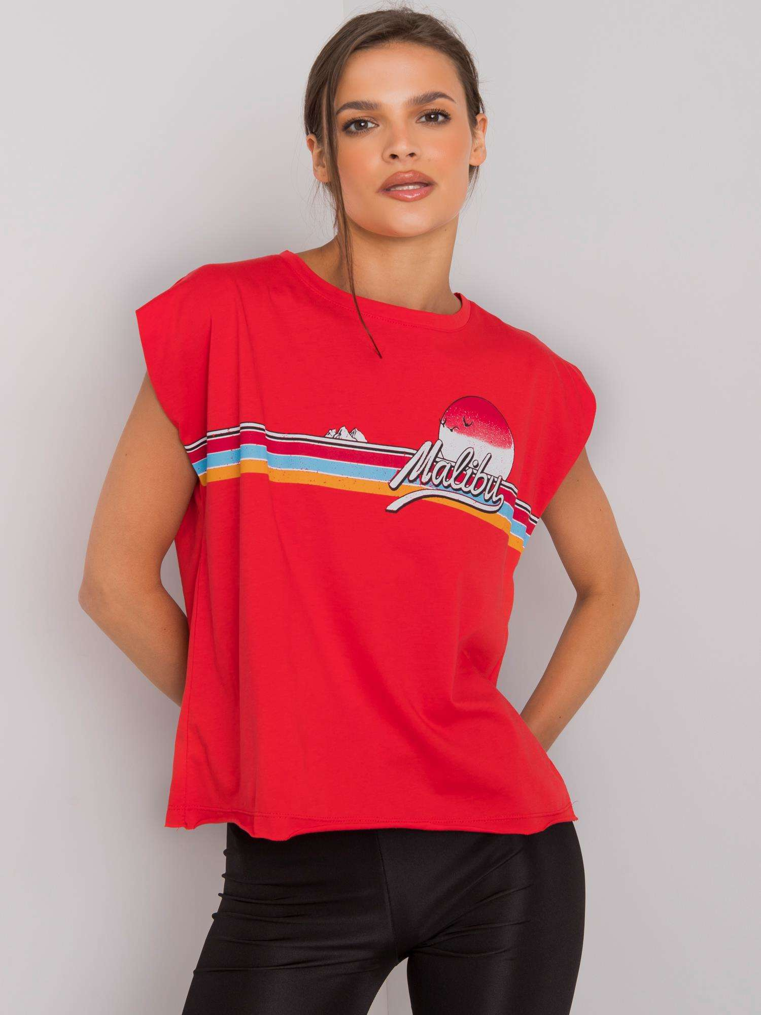 Czerwony t-shirt z nadrukiem Malibu