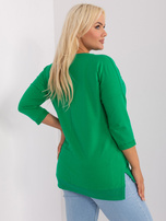 Hurtownia Zielona bawełniana bluzka plus size