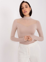 Hurtownia Beżowa bluzka z wiskozy BASIC FEEL GOOD