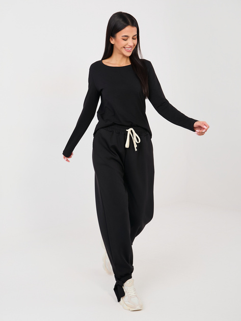 Czarne dresowe spodnie z wiązanymi nogawkami