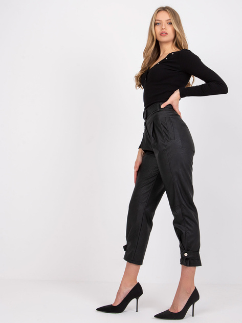 Czarne spodnie ze skóry ekologicznej Wirginia