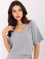 Hurt Szary dwustronny sweter z krótkim rękawem