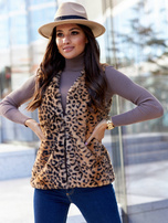 Beżowa kamizelka futrzana w cętki Perrina