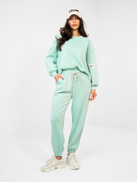 Miętowy damski komplet ze spodniami typu jogger