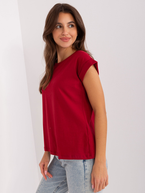 Hurt Bordowy bawełniany t-shirt damski BASIC FEEL GOOD