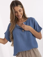 Ciemnoniebieska bluzka z krótkim rękawem