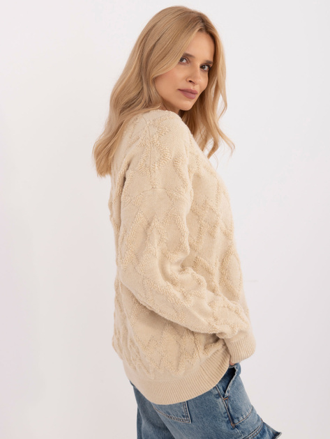 Hurt Jasnobeżowy sweter oversize z długim rękawem