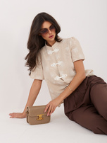 Beżowa damska bluzka w stylu chińskim