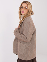 Brązowo-biała dwurzędowa marynarka z kaszmiru