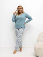 Tmavě modrá pyžama plus size s kalhotami.
