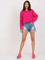 Großhandel Fuchsia Damen Oversize-Hemd mit Kragen.