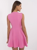 Różowa żakietowa sukienka z kopertowym dekoltem