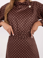 Brązowo-beżowa zamszowa spódnica z nadrukiem