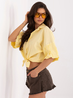 Jasnożółta bawełniana koszula z szerokim rękawem