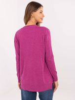 Fuksjowy damski kardigan z długim rękawem 