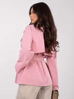 Jasnoróżowy jednorzędowy trencz damski RUE PARIS 