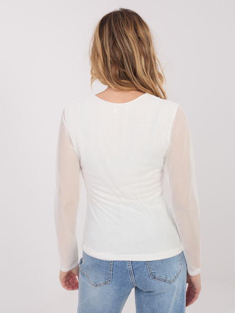 Biała wizytowa bluzka z drapowaniem