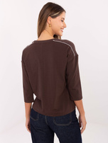 Czekoladowa damska bluzka z okrągłym dekoltem