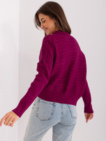 Purple Asymmetrical Bat Cut Sweater