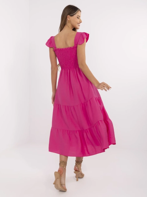 Fuksjowa letnia sukienka na ramiączkach