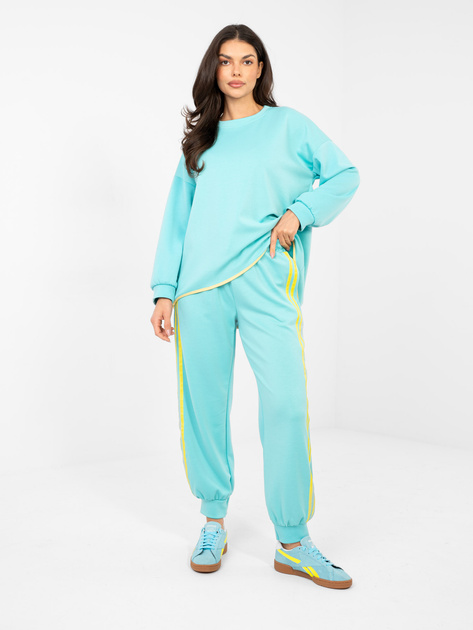 Miętowy komplet z kontrastowymi lampasami RUE PARIS