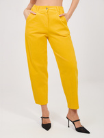 Żółte sztruksowe spodnie z nogawką 7/8 RUE PARIS 