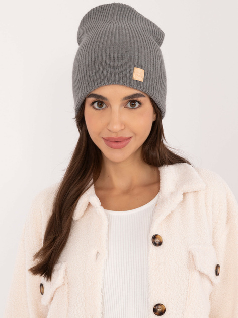 Hurt Ciemnoszara damska czapka zimowa RUE PARIS