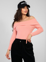 Brzoskwiniowa dopasowana bluzka hiszpanka basic RUE PARIS 