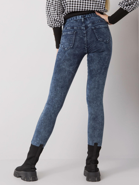 Niebieskie dopasowane jeansy z wiązaniem Lexington