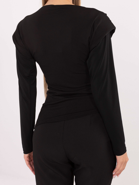 Czarna wizytowa bluzka z poduszkami na ramionach