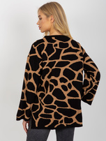 Hurt Camelowo-czarny damski sweter oversize we wzory