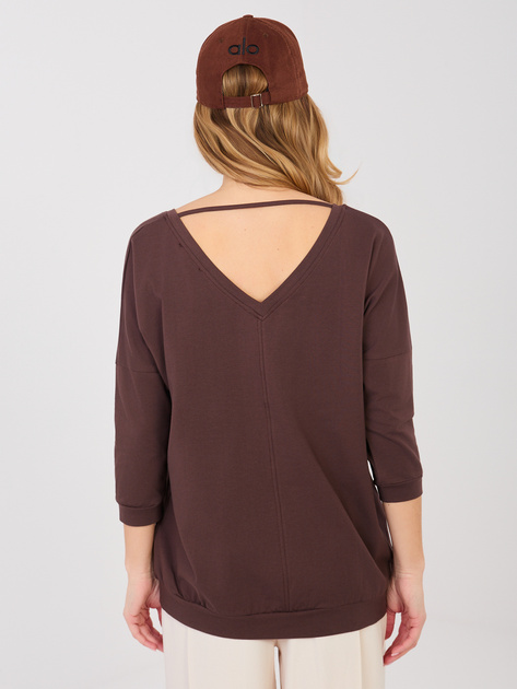 Czekoladowa bluzka basic z dekoltem na plecach RUE PARIS