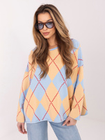 Helleblaue Oversize-Dressjacke mit Rauten.