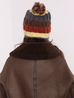 Hurt Jasnożółto-grafitowa kolorowa czapka damska