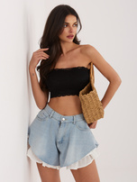 Jasnoniebieskie wielowarstwowe szorty jeansowe