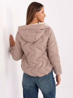 Ciemnobeżowa przejściowa kurtka ze ściągaczami