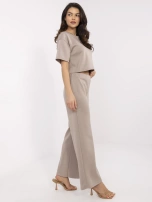 Hurtownia Ciemnobeżowy gładki komplet z wiskozą