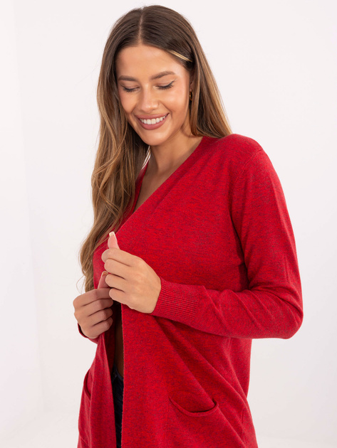 Czerwony damski kardigan bez zapięcia