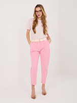 Różowe damskie spodnie cigarette z sztruksu 