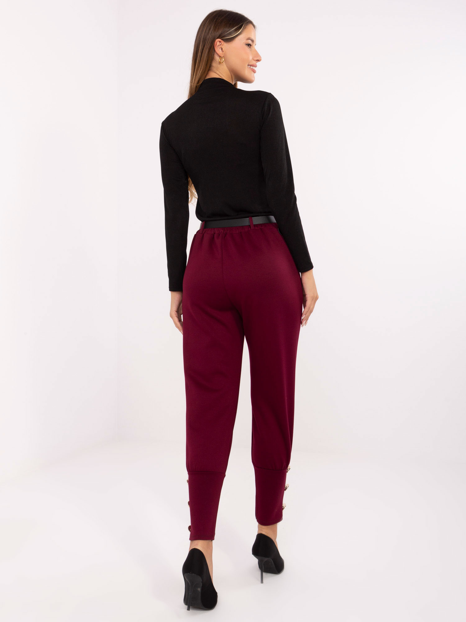 Bordowe eleganckie spodnie dresowe