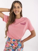 Rosa Damen-T-Shirt mit den Aufschriften SUBLEVEL.