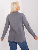 Hurt Ciemnoszary damski sweter plus size z zamkami