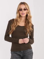 Czekoladowy longsleeve basic z bawełny 